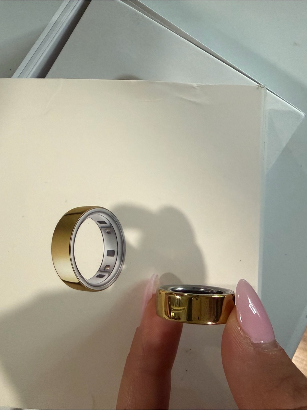 Oura Gold Tone Smart Ring with Silver Interior